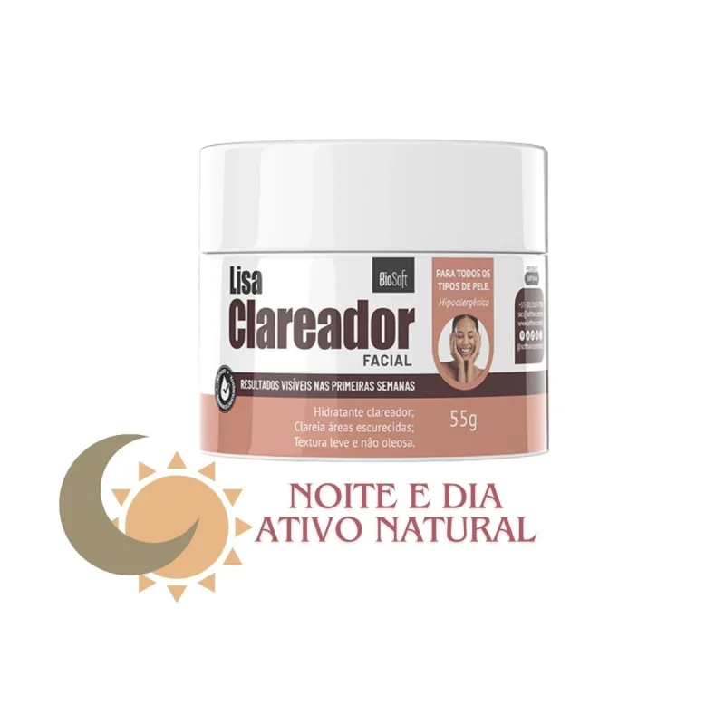 Clareador Facial Mancha Escura Rosto Ativo Natural Lisa 55g - Bio Soft - Clareador
