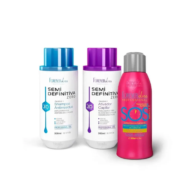 Kit Escova Semi Definitiva Zero 2x300ml com sos Forever Liss