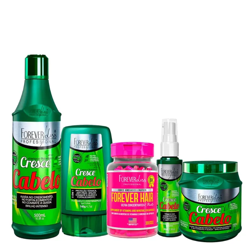 Forever Liss Kit 5 Produtos Cresce Cabelo Acelerado Rapunzel