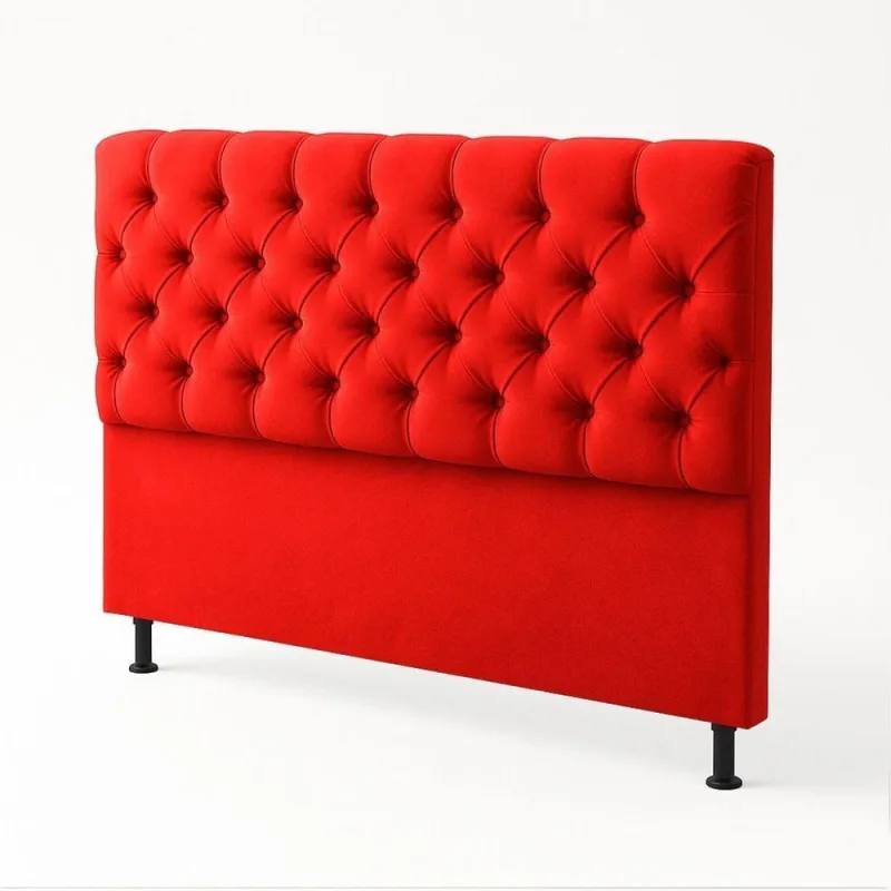 Cabeceira Cama Box Solteiro 90cm Valentina Estofada Vermelho - OUTRAS - Colchões
