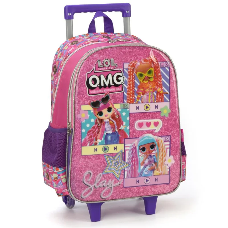 Mochila Rodinhas Sem Alça Luxcel Lol OMG Pink Único