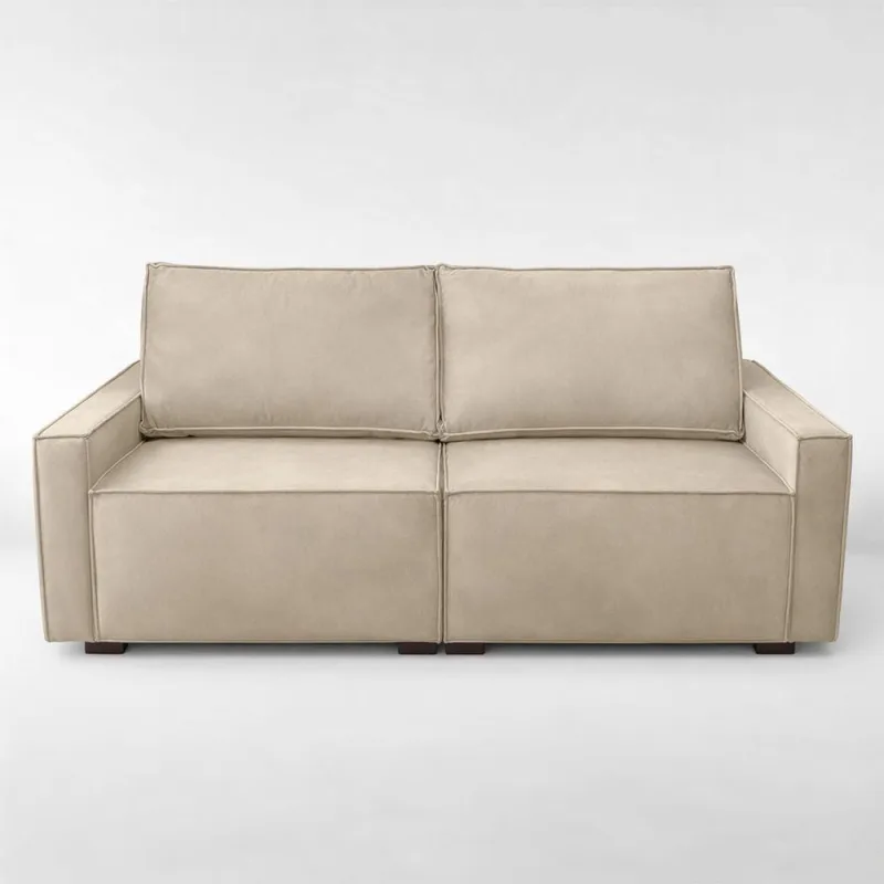 Sofá 2 Metros Contemporâneo Sala Estar Luxo Moderno Suede Capuccino - OUTRAS - Móveis