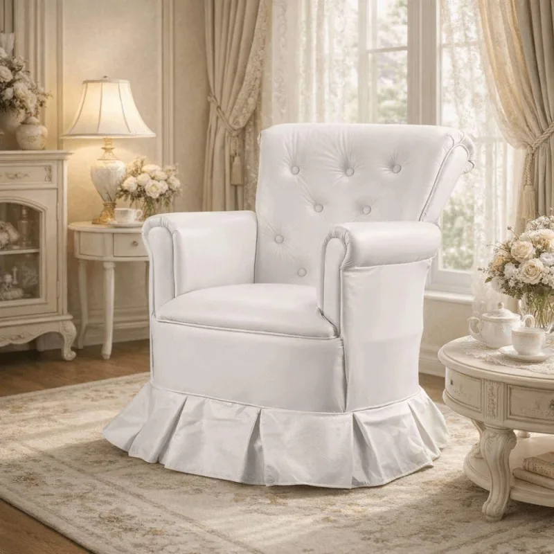 Poltrona Amamentação Descanso Balanço Confortável Quarto Cadeira Sala Leitura Corino Branco - OUTRAS - Móveis