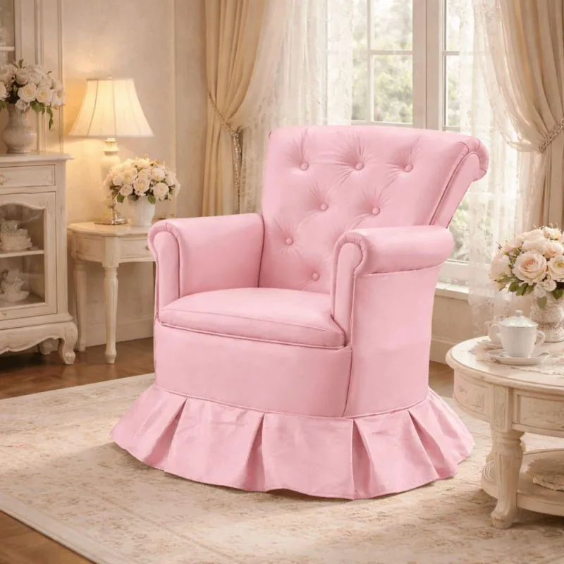 Poltrona Amamentação Descanso Balanço Confortável Quarto Cadeira Sala Leitura Corino Rosa - OUTRAS - Móveis
