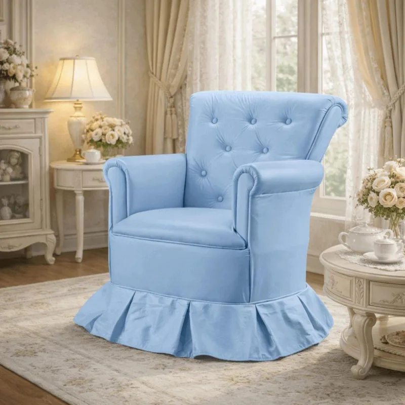 Poltrona Amamentação Descanso Balanço Confortável Quarto Cadeira Sala Leitura Corino Azul - OUTRAS - Móveis