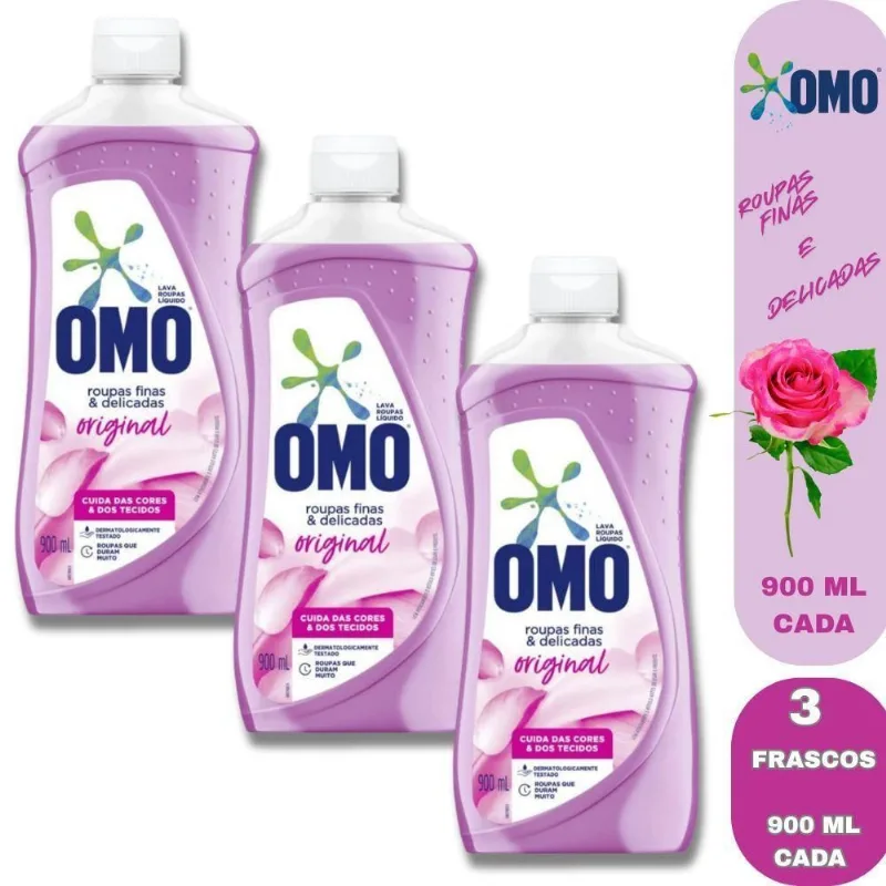 Lava-Roupas Líquido Roupas Finas e Delicadas Original 3x900ML OMO