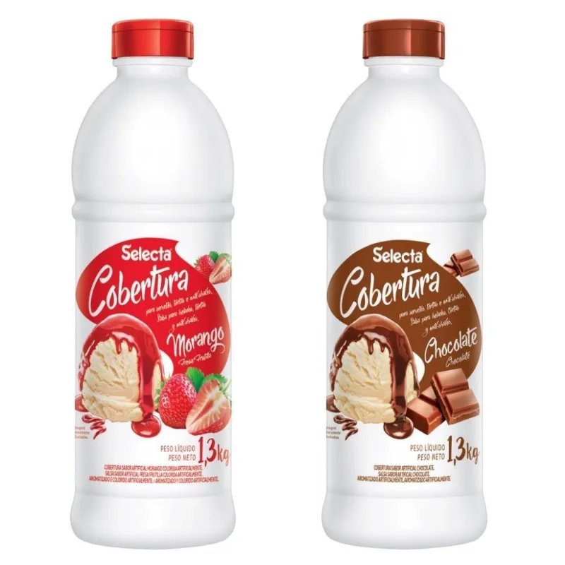 Kit Com 2 Cobertura De Sorvete E Sobremesas Selecta 1,3kg Selecta