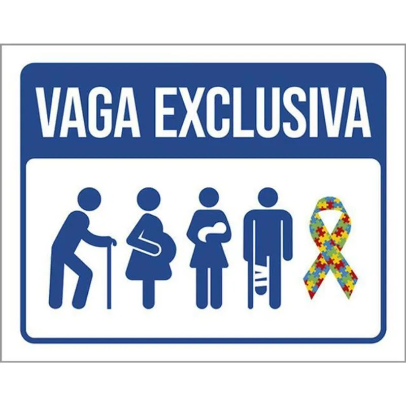 Placa Sinalização Vaga Exclusiva Preferencial Autista 18x23