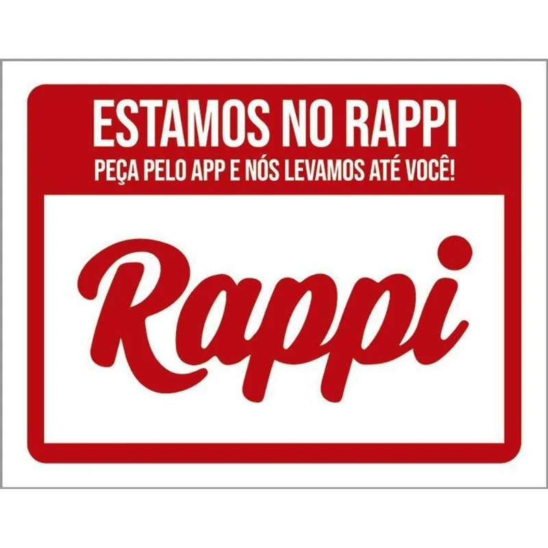 Placa Restaurante Lanchonete Estamos No Rappi 18x23