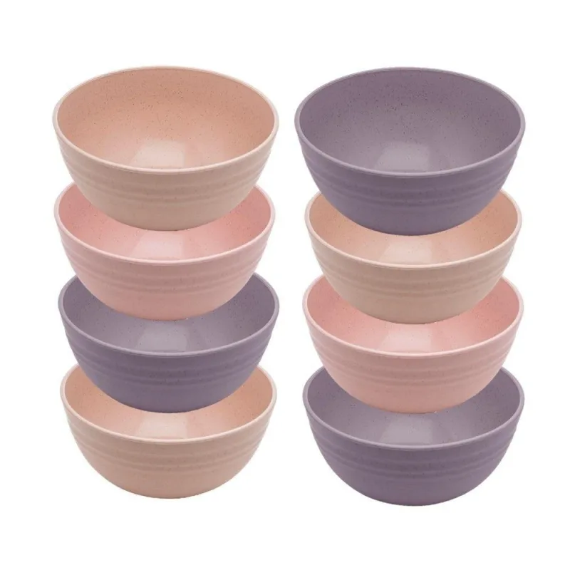 Jogo 8 Bowl De Bambu Ecológico Resistente Não Quebra Bege Lines Tigela Lyor 750ml - lyor - Agro