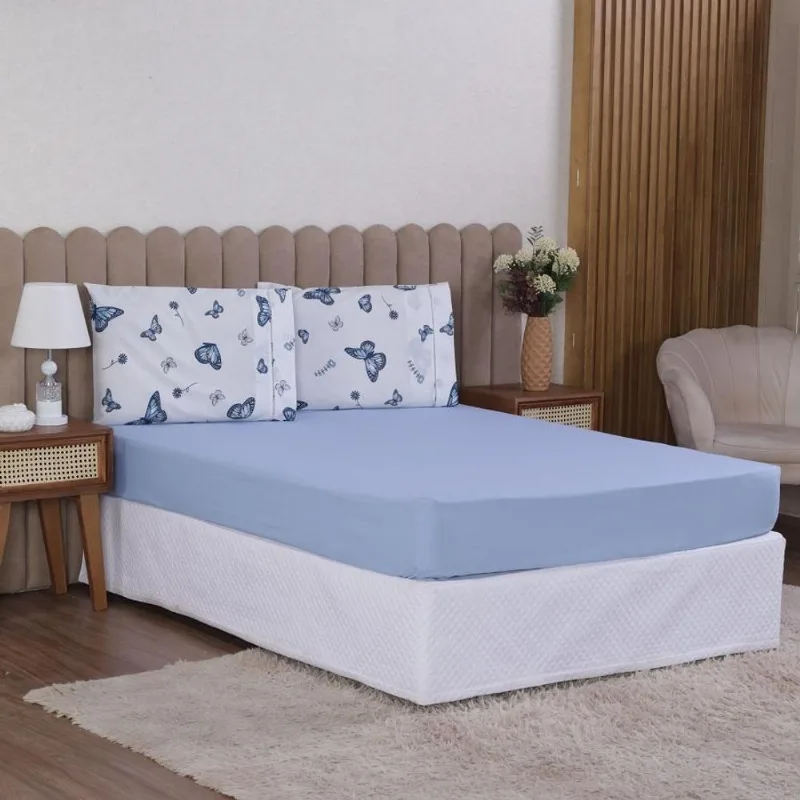Jogo Cama King 3p Lençol + Fronha Esmeralda Percal 100%