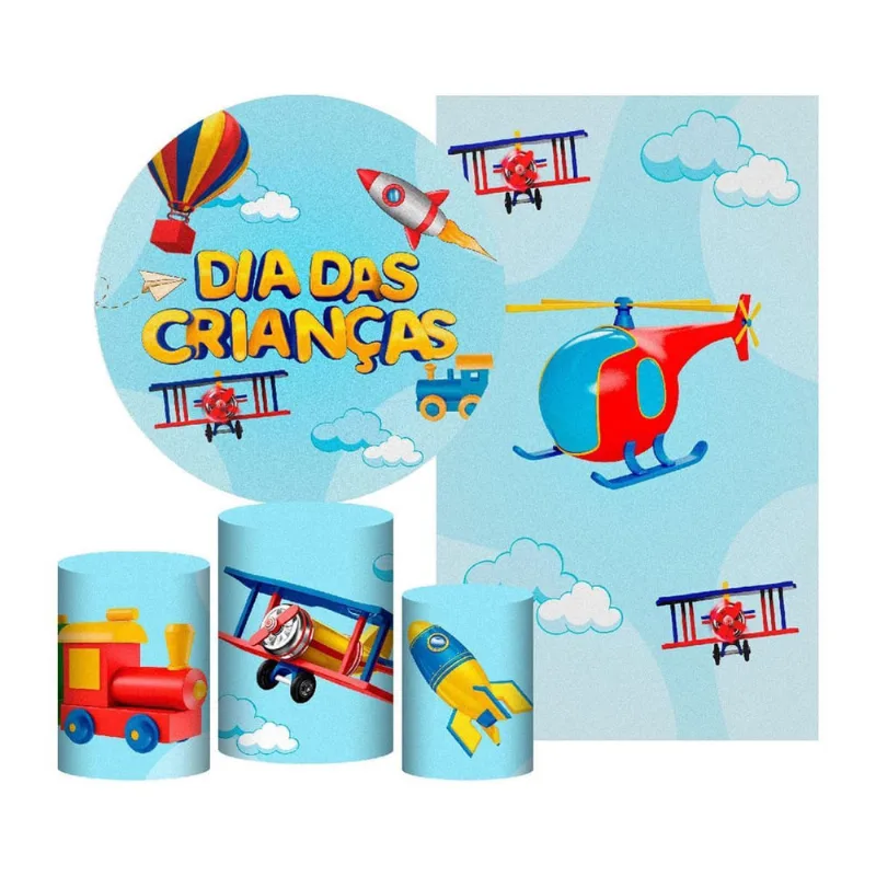 Kit Casado Dia Das Crianças Painel Redondo Trio Capas