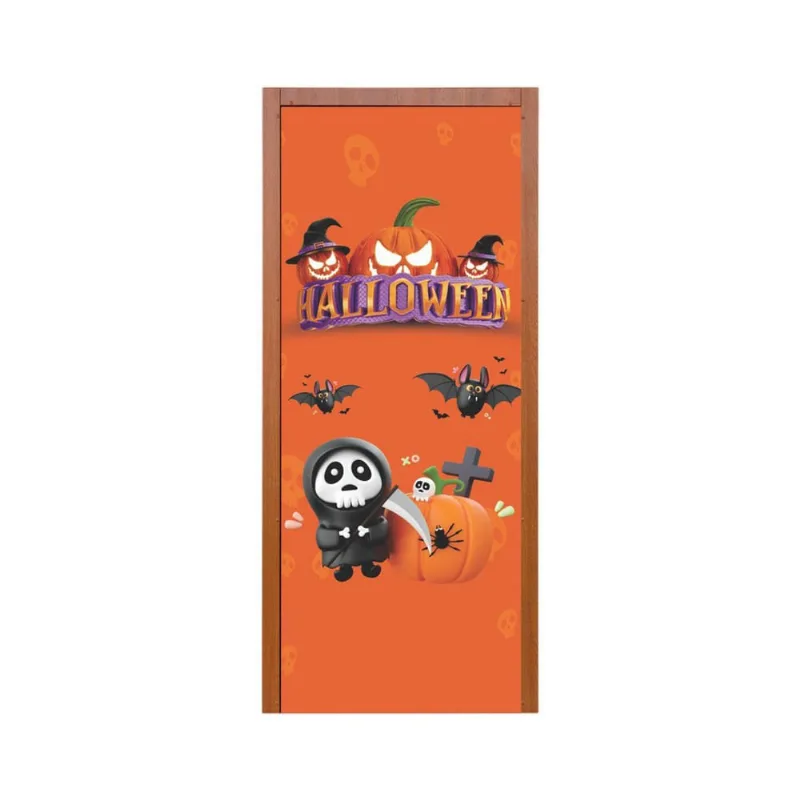 Painel Capa De Porta Halloween 3D Em Tecido 0,85M X 2,10M