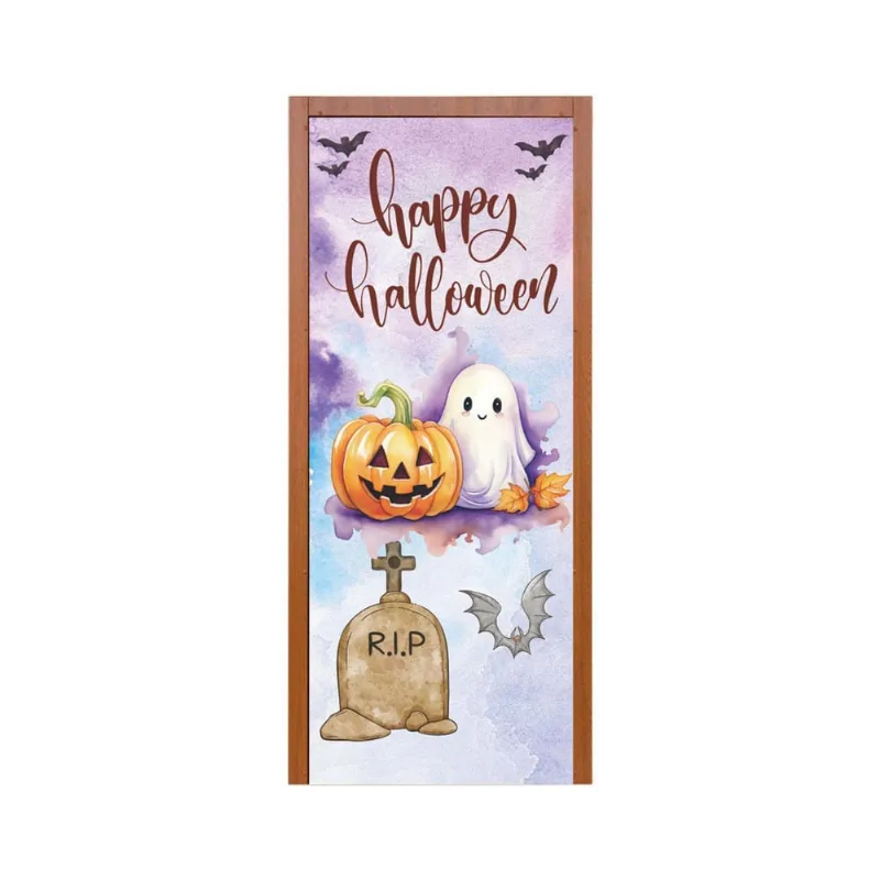 Painel Capa De Porta Halloween 3D Em Tecido 0,85M X 2,10M