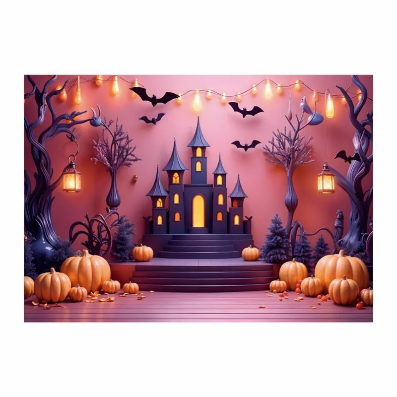 Fundo Fotográfico Halloween Castelo Tecido 2,20M X 1,50M