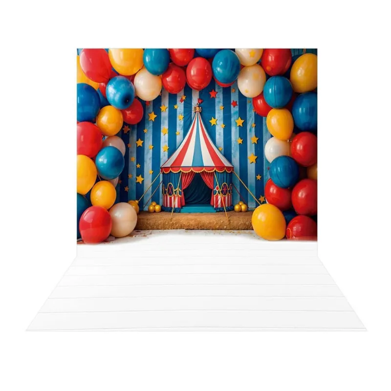 Fundo Fotográfico Circo Balões Tecido 2,20M X 1,50M F1209
