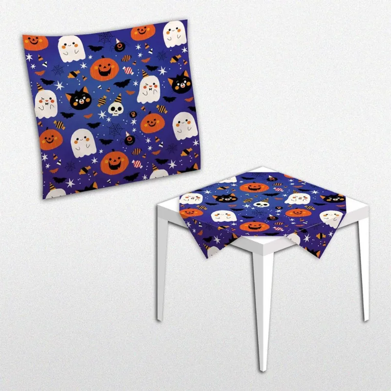 Toalha Forro De Mesa Halloween Tecido Oxford 80Cm