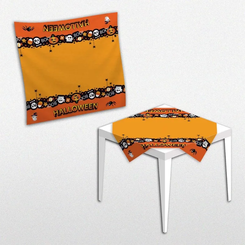 Toalha Forro De Mesa Halloween Tecido Oxford 80Cm
