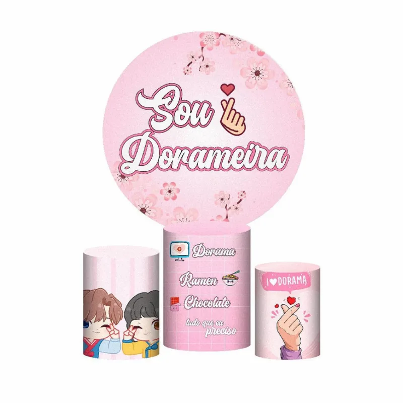 Trio Capa Cilindro + Painel Redondo Dorama 3D 1,50M Veste