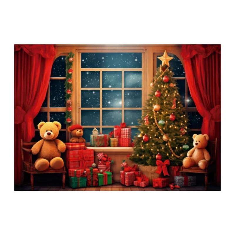 Fundo Fotográfico Natal Janela Tecido 2,20M X 1,50M F1243