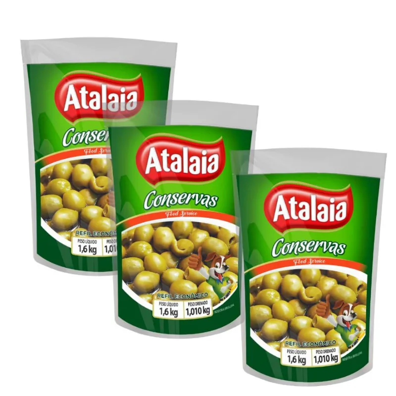 Azeitona Verde Atalaia Arauco Argentina s/ Caroço Pizza 3kg