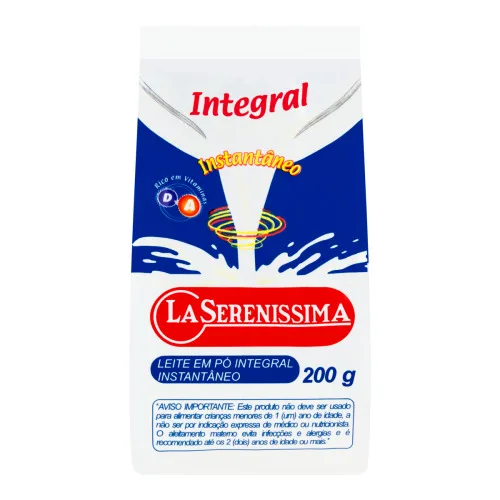 Leite Em Pó Integral Instantâneo La Serenissima Pacote 200g - INTEGRAL - Mercearia