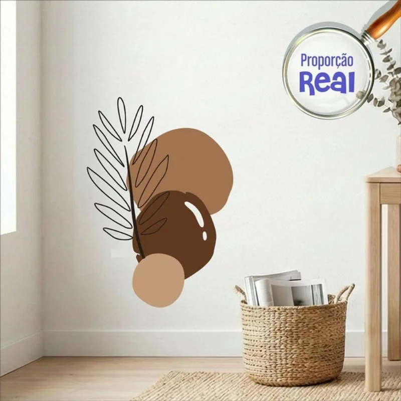Adesivo Floral Boho Marrom Estilo Nórdico 55x80 Minimalista Mod.02