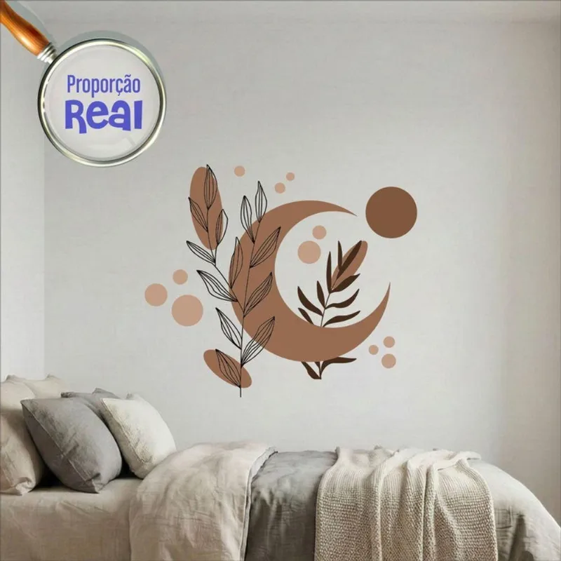 Adesivo de Parede Mod.05 Floral Boho Estilo Nórdico Minimalista Marrom Preciso Decor 94CM
