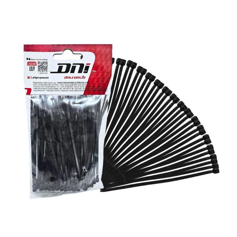 Kit 500 Abraçadeira Nylon Preto Enforca Gato 100mm X 2,5mm