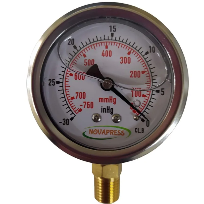 Vacuometro Caixa Em Inox 63mm,internos E Rosca Latão -760mm