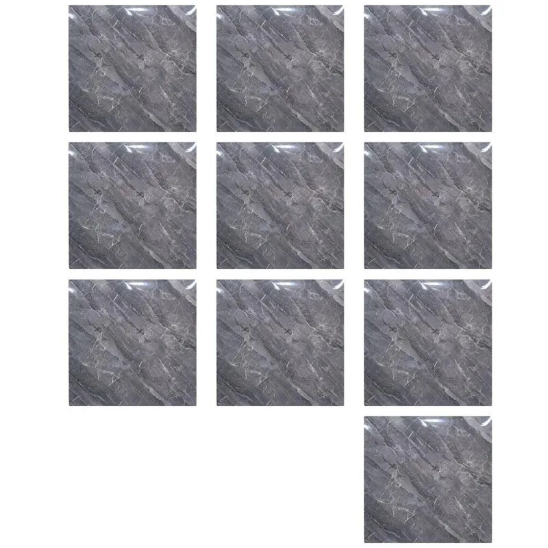 Papel De Parede Autocolante Mármore 3D Liso PVC Adesivo Cinza AB Mídia 10 Unidades