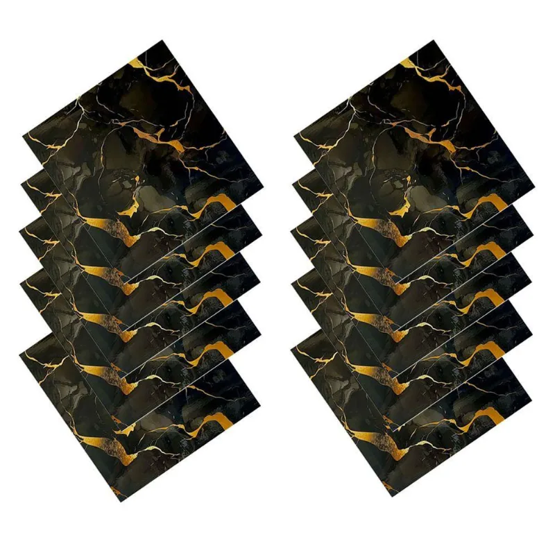 Papel De Parede Marmore 3d Liso Moderno Pvc Autocolante Preto Ideal Importados Kit 10 Unidades