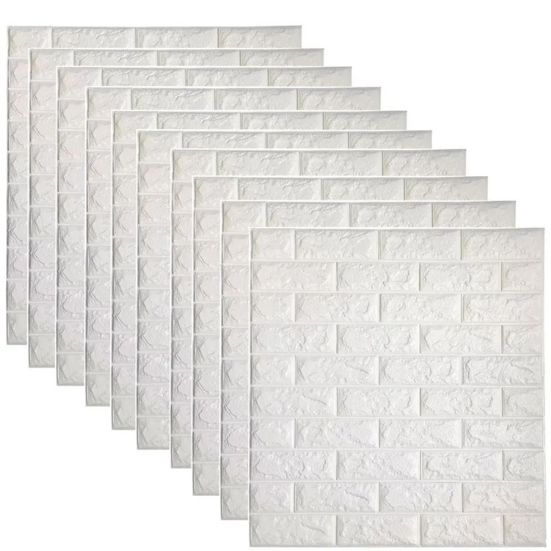 Papel De Parede 3d Tijolinho Marmorizado Pvc Autocolante Branco Kit 10 Unidades Bsl3887