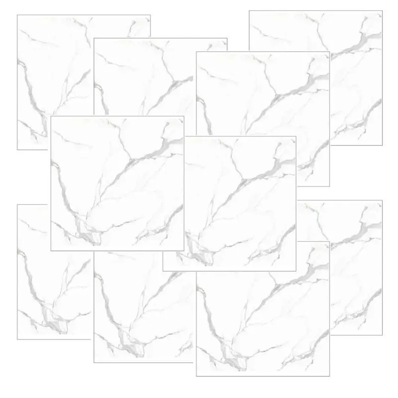 Papel De Parede 3D Mármore Liso Moderno PVC Autocolante Branco Leva Pra Casa 10 Uni