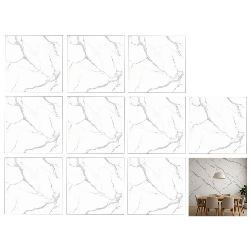 Papel De Parede Adesivo Mármore 3D Liso Autocolante Lavável Branco Leva Pra Malhar Kit 10 Uni