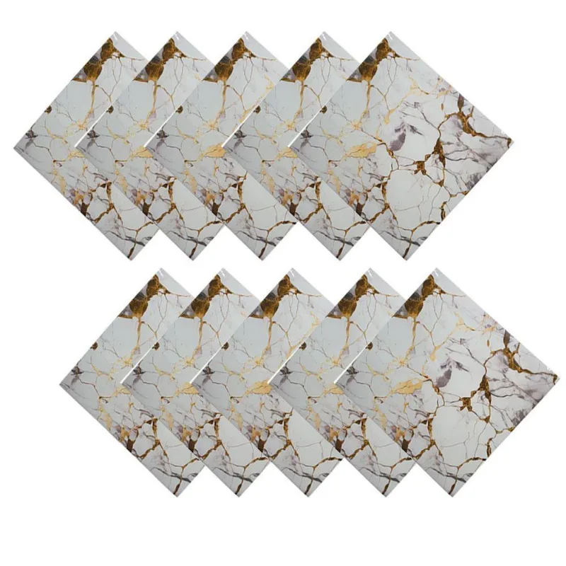 Papel De Parede Adesivo Mármore 3D Liso Sólido PVC Autocolante Removível Branco AB Mídia 10 Unidades