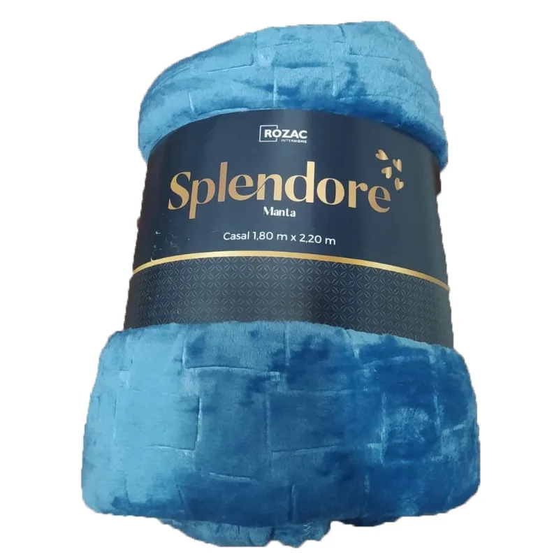 Manta Casal Quentinha Rozac Splendore 1,80 x 2,20 Azul