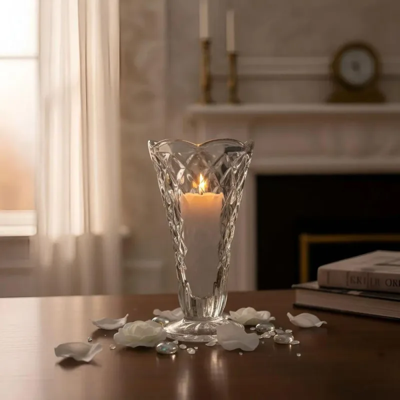 Castiçal Vela e Vidro Rechaud Copo Porta Casamento Design Elegante Transparente Megafit 12X5,5CM - MEGAFIT - Utilidades Domesticas