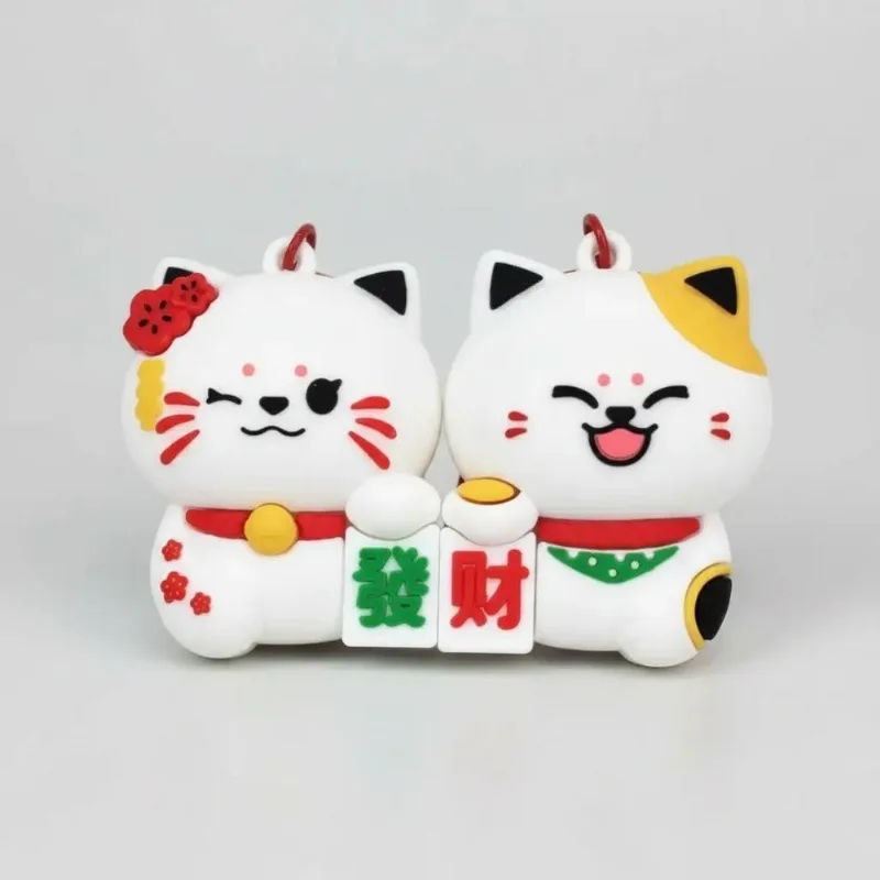 Chaveiro Maneki Neko Casal Magnético Gato Da Sorte União Branco Dantas 5cm