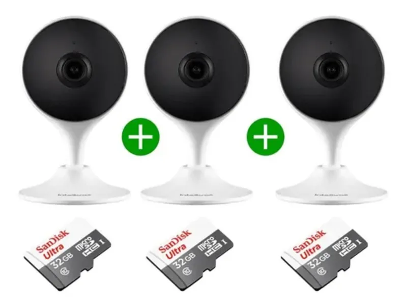 Kit 3 Câmera Segurança Imx Wifi Fullhd Intelbras Cartão 32gb - Intelbras - Câmeras E Drones