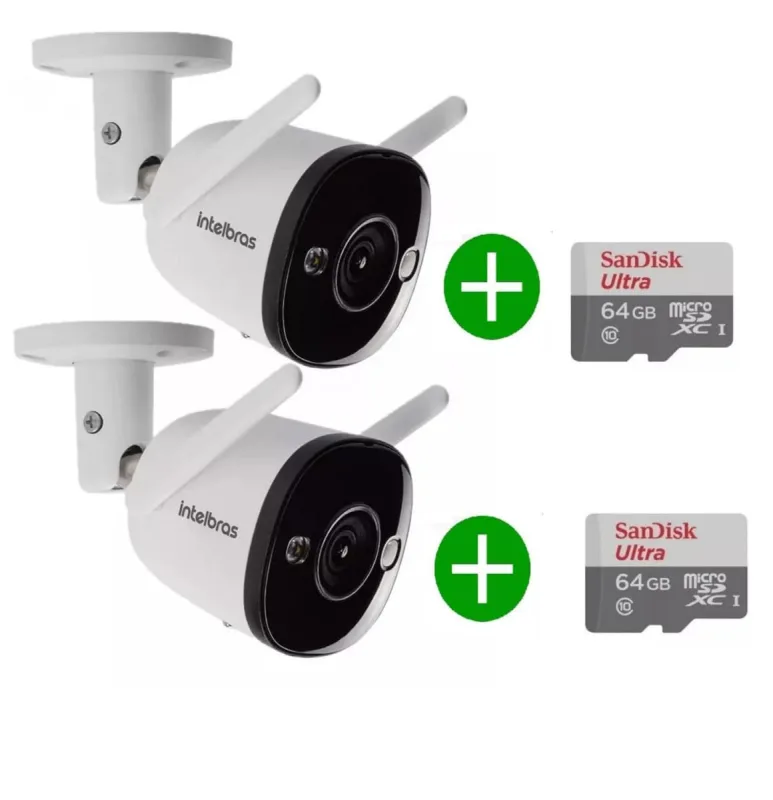 kit 2 Câmera Intelbras Im5 Colorida Dia Noite Fala E Escuta Com Sirene + Cartão de Memoria 64gb - Intelbras - Câmeras E Drones