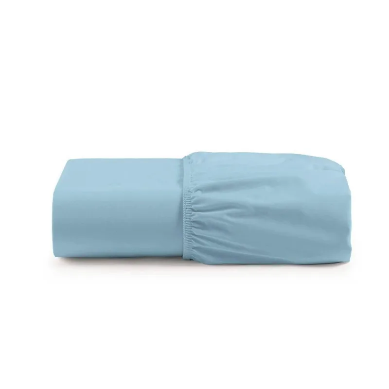 Lençol Cintilante Queen Percal 180 Fios 100% Algodão Com Elástico - Azul - Casa Show Enxovais - Cama, Mesa E Banho