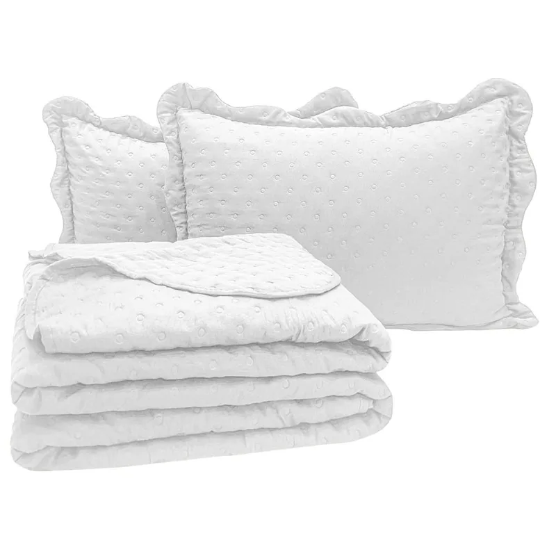 Kit Cobre Leito Colcha Diplomata King Dupla Face 3 Peças - Branco
