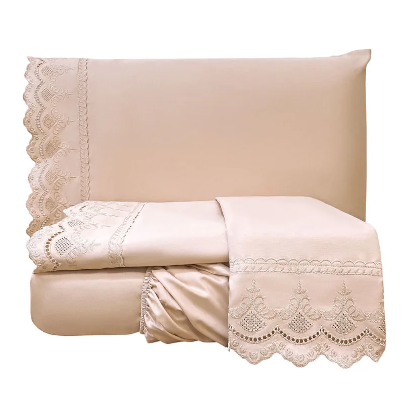 Jogo de Cama Lençol Queen Supremo Micropercal 300 Fios - Rosê