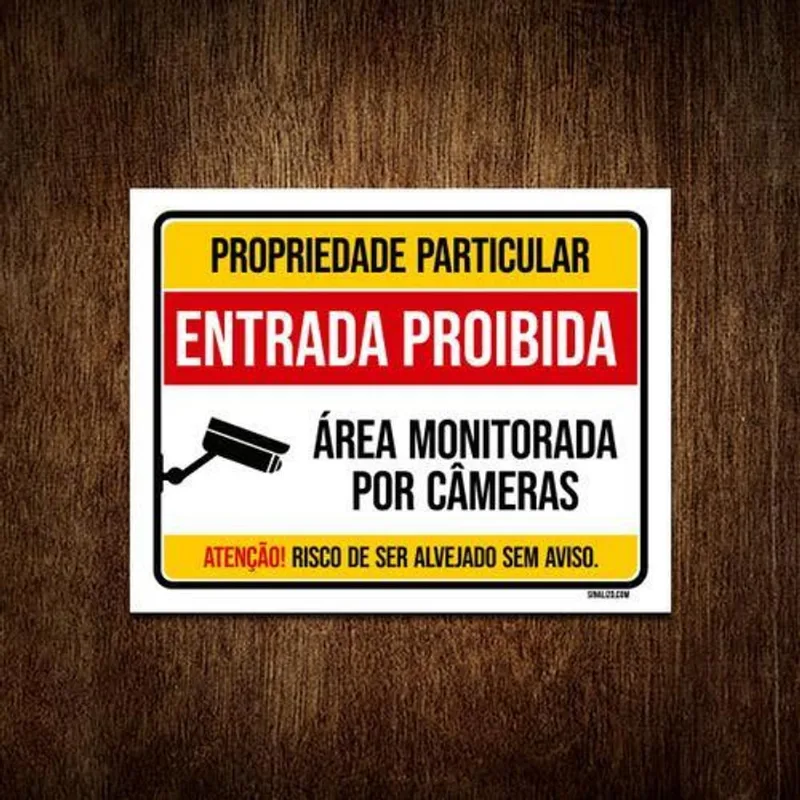 Placa Propriedade Particular Área Monitorada 18x23