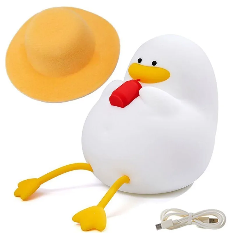 Abajur Patinho Fofo Touch Muda de Cor USB Recarregável Amarelo AB Mídia