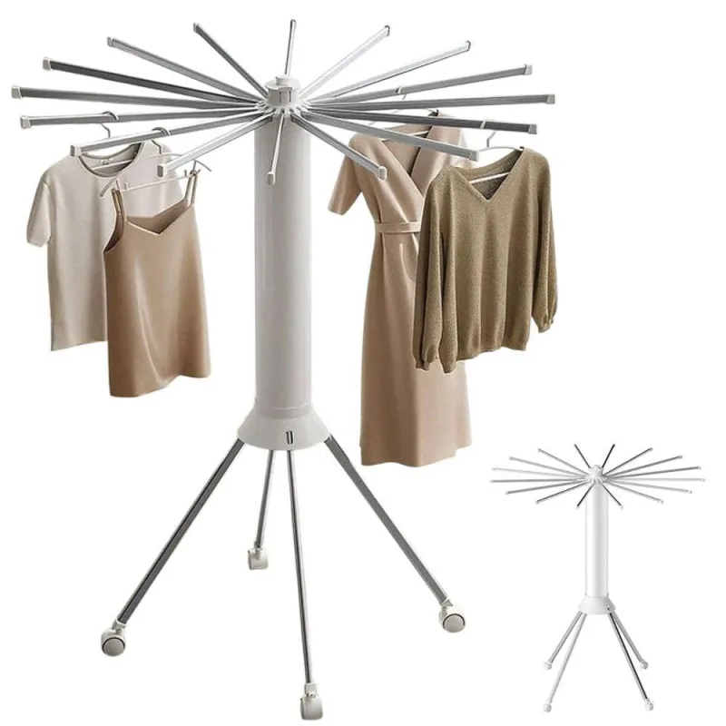 Varal de Roupas SU-SEC3 com 2 Andares ABS Metal Aço Inox Rodinhas 360 graus  Suporte para Cabides Branco - OUTRAS - Agro