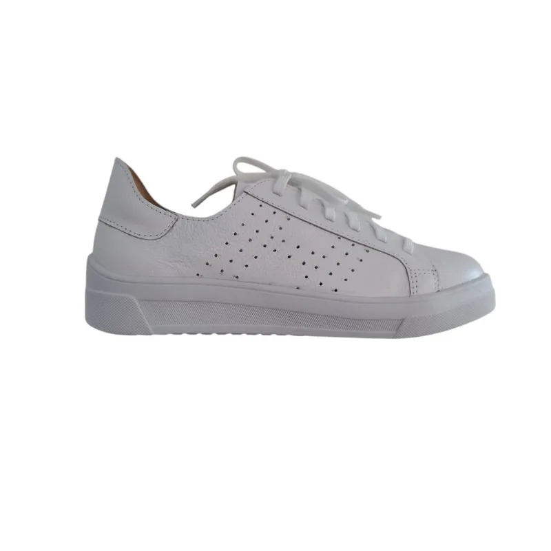 Tênis Casual Feminino Branco Em Couro Legítimo Flatform