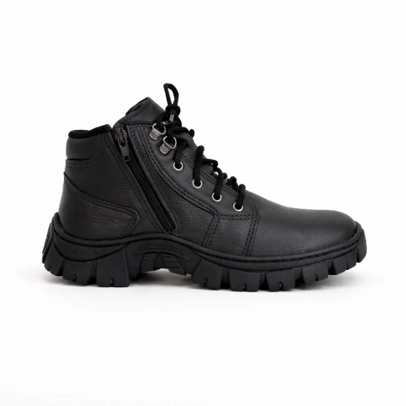 Bota Botina Coturno Masculina Couro Legítimo Zíper Confortável