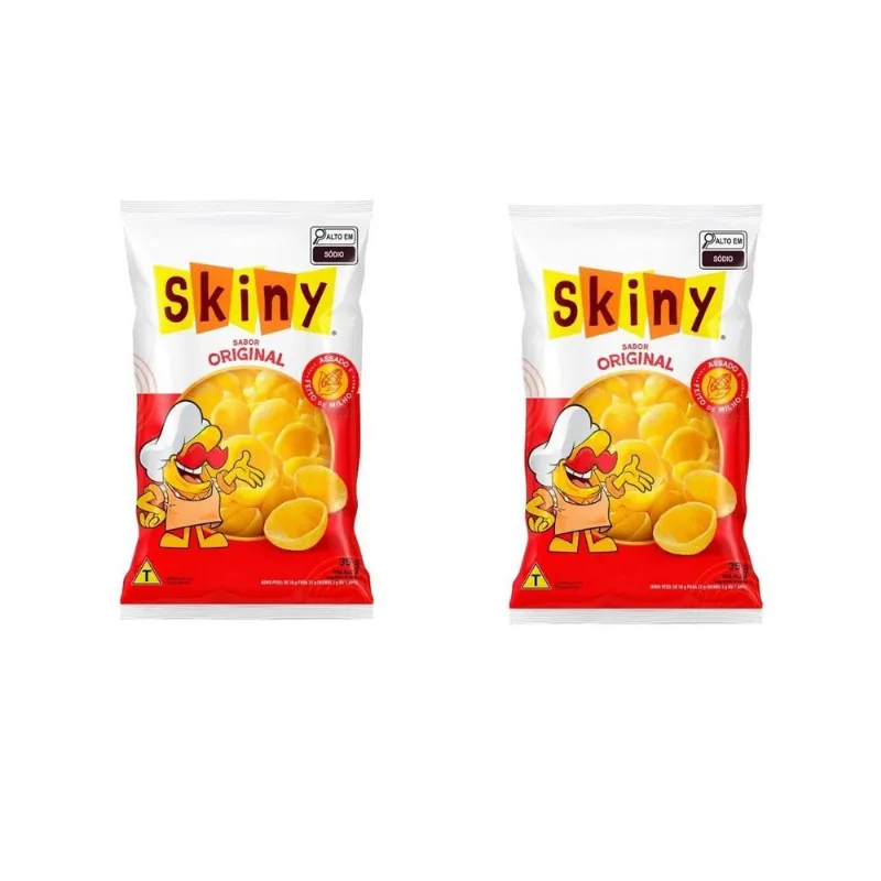 Kit 50 Salgadinho Skiny 35G Sabor Natural Clássico De Milho